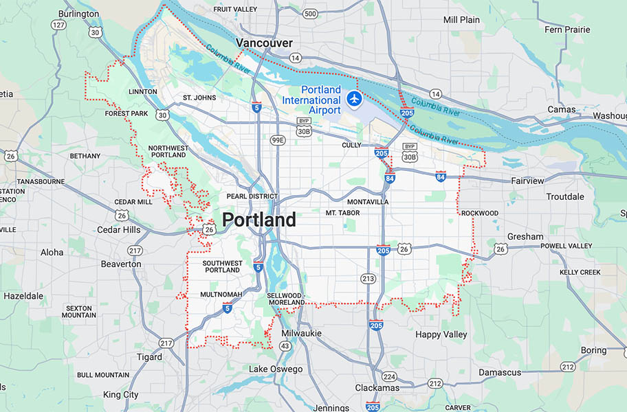 HVAC Harmony Portland service area map